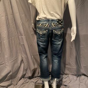 Miss me leather hair on embellished signature cropped 29